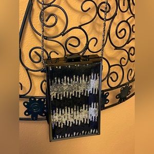 Lulu Townsend sequin cigarette case style metal crossbody evening bag